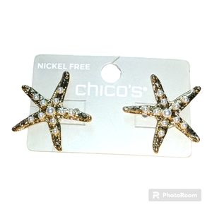 Chicos Gold Starfish Stud Earrings